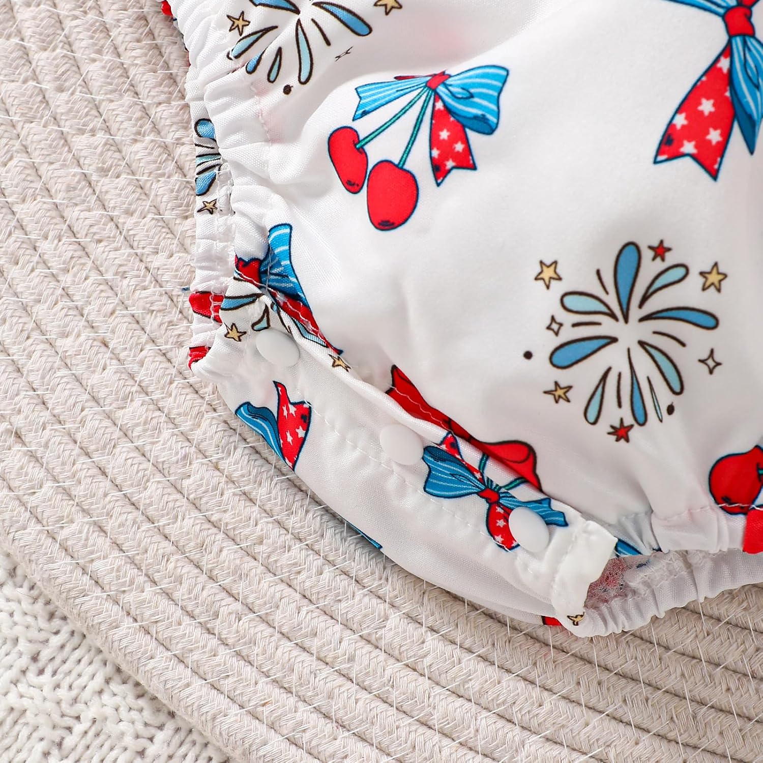 Newborn 4th of July Outfit Girl Fourth Clothing for Baby USA Smocked Bubble Romper Infant Bodysuit Memorial Day - Image 7