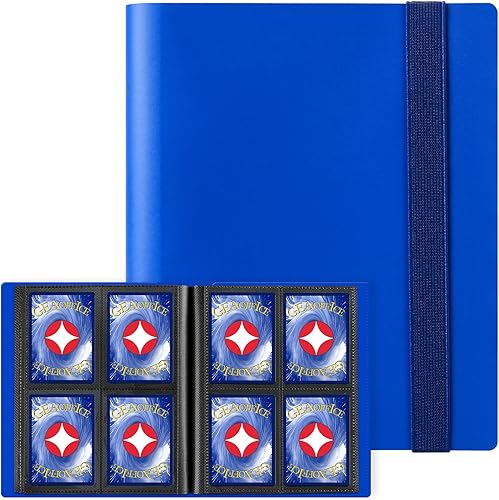 GEAoffice Carpeta de 4 bolsillos para tarjetas, carpeta pequeña de álbum de colección de tarjetas, carpeta de bolsillo de carga lateral 160 para