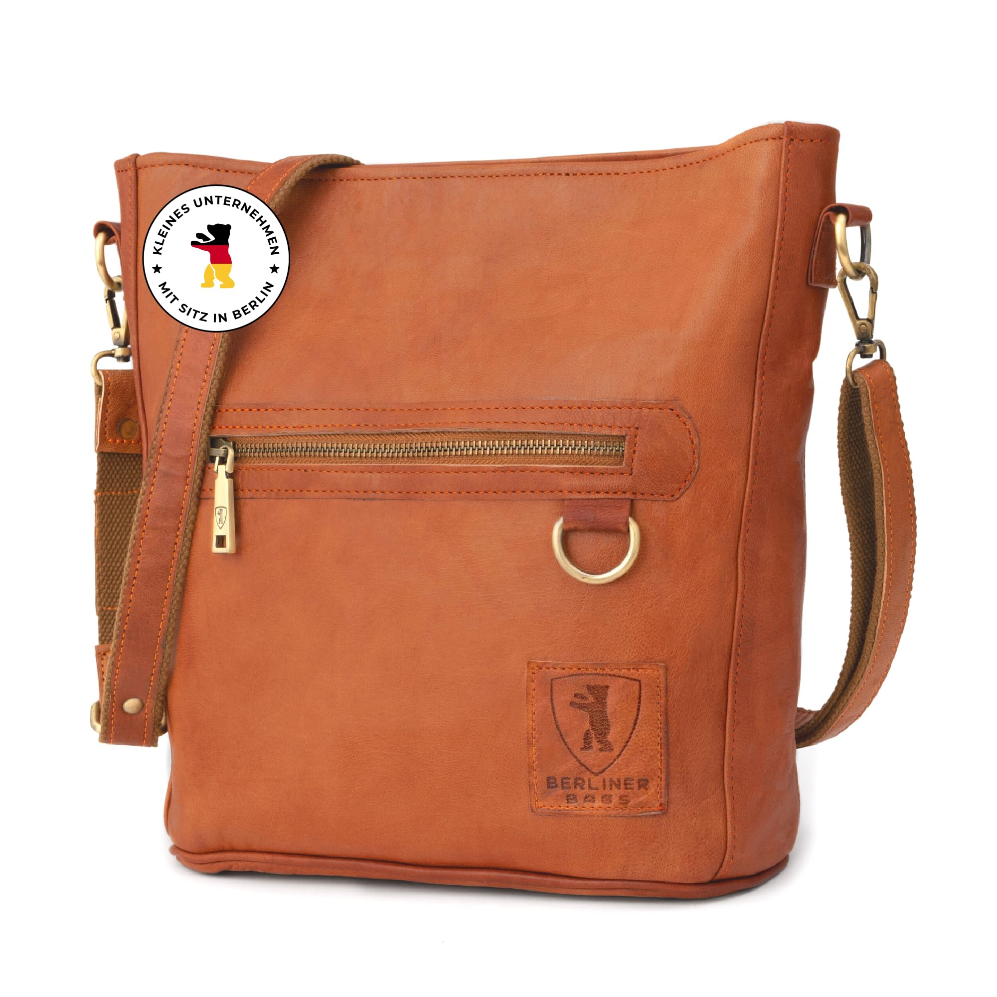 Berliner Bags Vintage Schultertasche Siena, Mittelgroße Umhängetasche aus Leder, Crossbody Bag, Handtasche für Damen - Braun