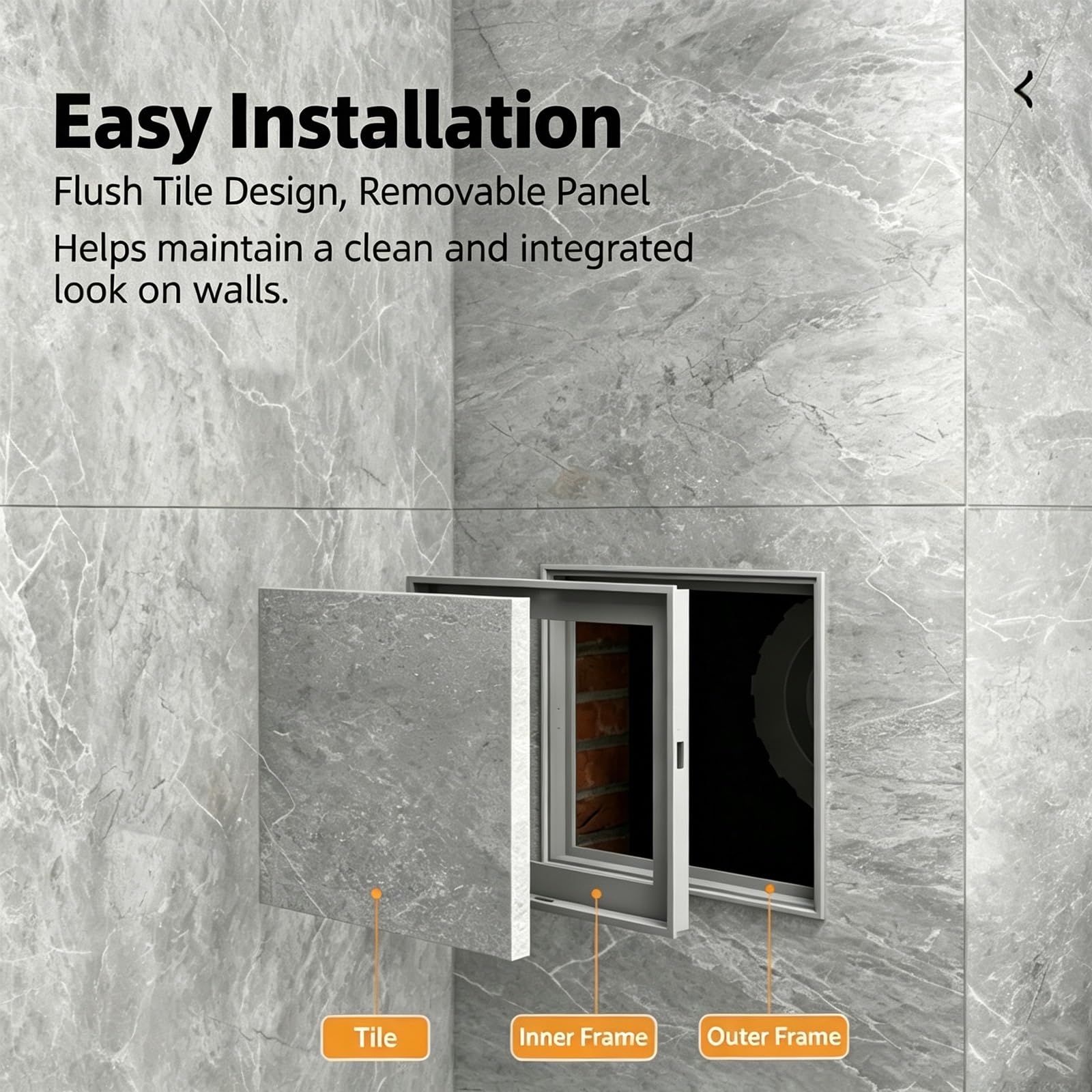 Aluminiowa klapa, wpuszczane drzwi placowe, rama ścienna | Aluminiowa rama, system zatrzaskowy, montaż wpuszczany, łatwy montaż ścienny (szary, 18 x 18 cm/7,09 x 7,09 cala)