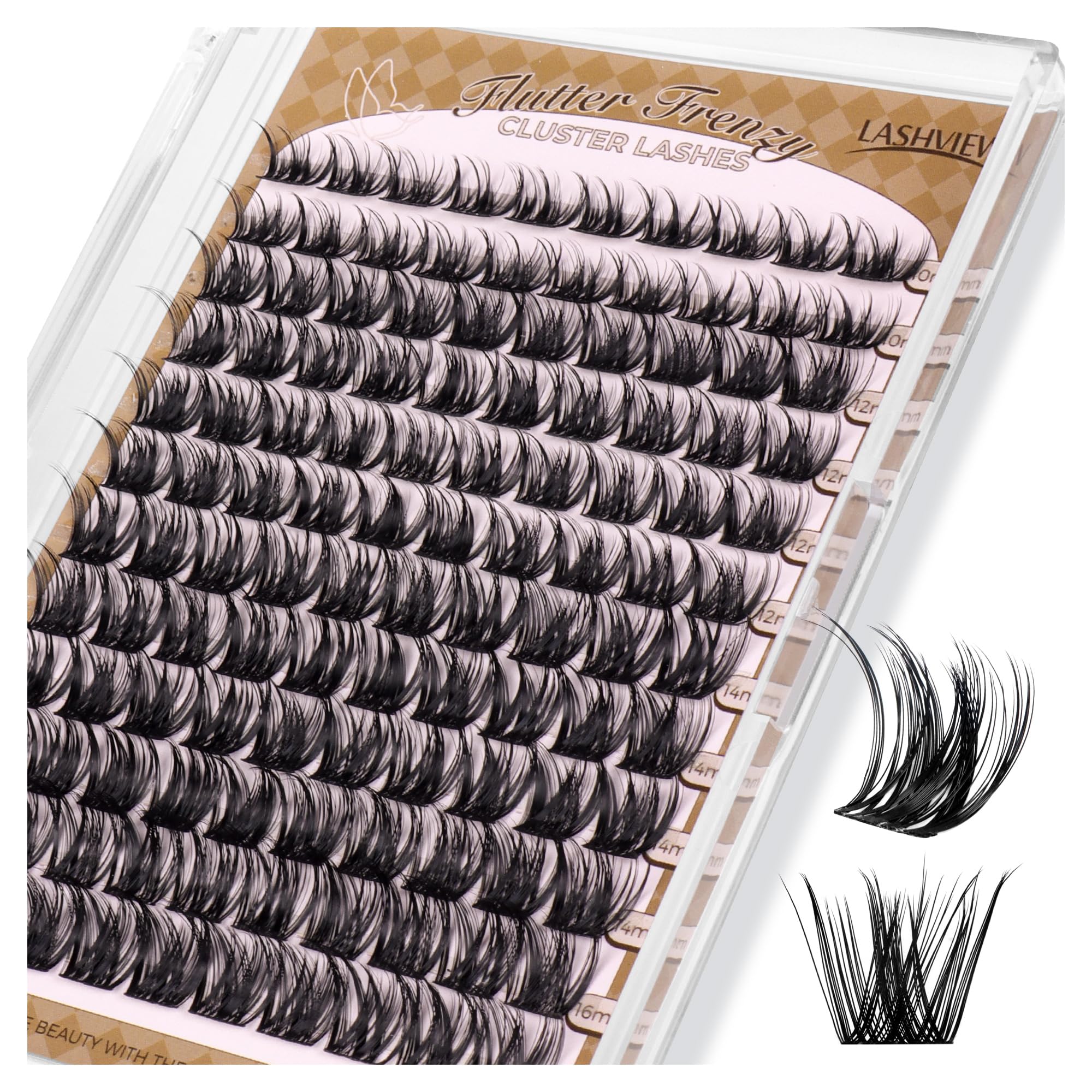 LASHVIEW Cluster Lashes 120Pcs D Curl Lash Clusters Natural Fluffy and Wispy Lashes Individual Cluster Super Thin Band Individual Eyelashes Soft and Comfortable for All Day (S07)