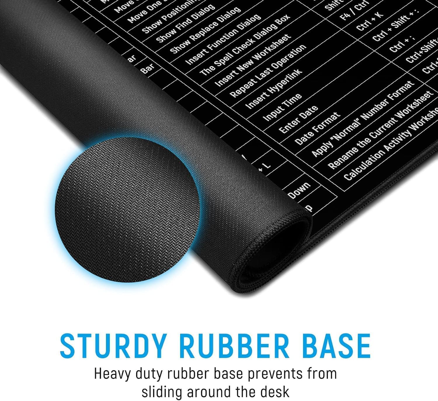 Radiant Anti-Slip Keyboard Pad with Office Excel Software Shortcuts Key Patterns, Clear Extended Large Cheat Sheet Mouse Pad, Large Rubber Base, Smooth Cloth Desk Mat (Keyboard Shortcut)