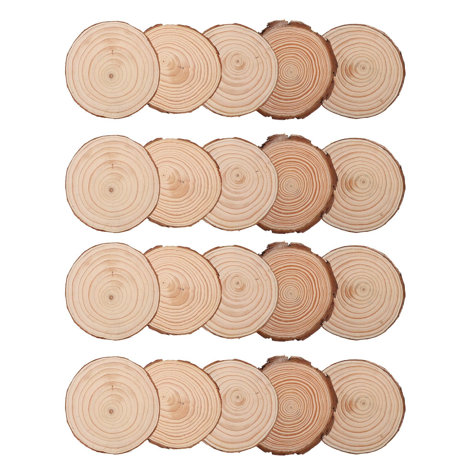 Dischi di Legno Grezzi Rotondi per Lavoretti, 20 Pezzi | Pino Marrone, Stile Rustico, per Pittura Fai da Te, Home Decor e Allestimenti Nuziali