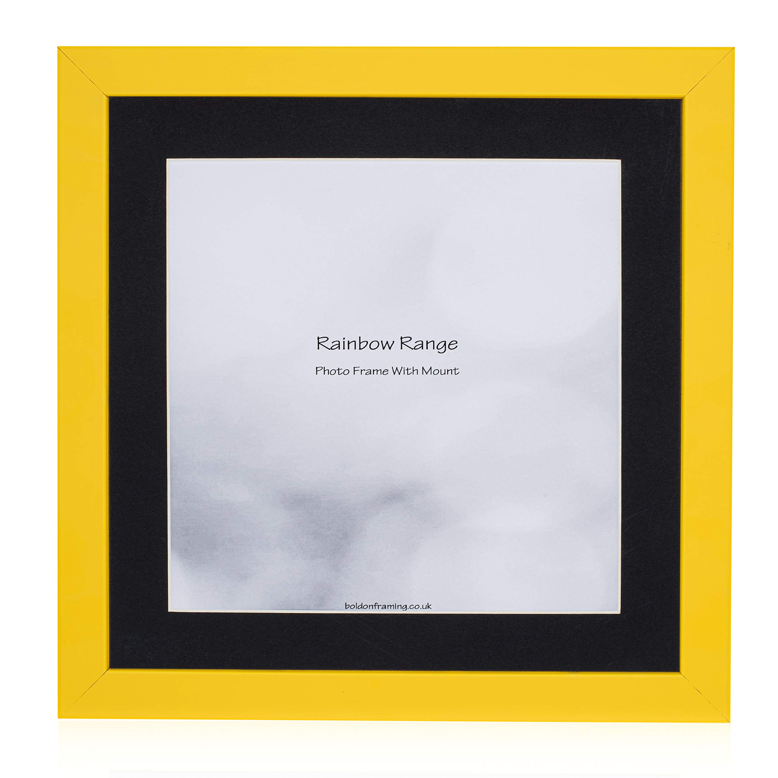 Boldon Framing - Yellow, Square Thin Photo Frame in Solid Wood with Black Wall Mount, 40x40cm- Pic Size 30x30cm Picture Display