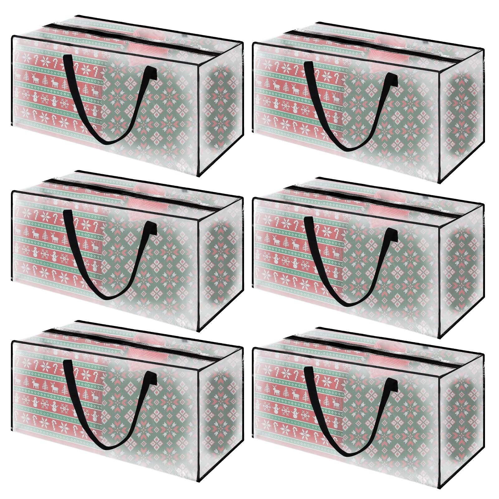 6 Pack Clear Extra Large Moving Bags with Zippers & Carrying Handles, Heavy-Duty Storage Tote for Space Saving Moving Storage