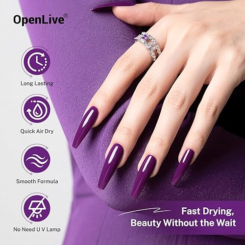 Miniatura 5 de 16.5ml Esmalte de uñas morado de gran volumen, de secado rápido, esmalte de uñas de color de larga duración y rápido secado para arte de uñas DIY,