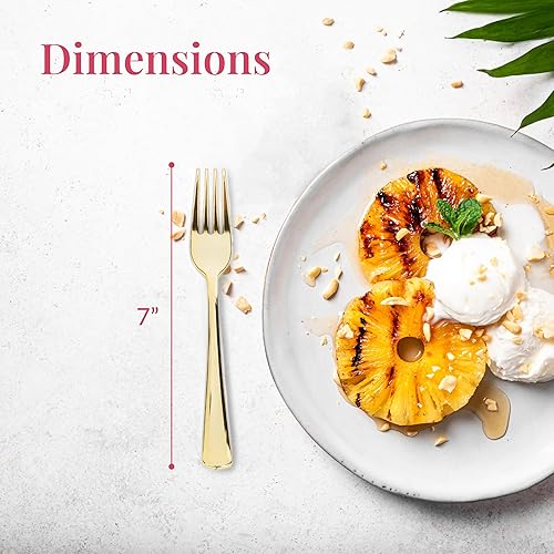 Miniatura 9 de Prestee Paquete de 100 tenedores de plástico plateado resistentes  Elegantes tenedores desechables  Juego de cubiertos plateados de plástico