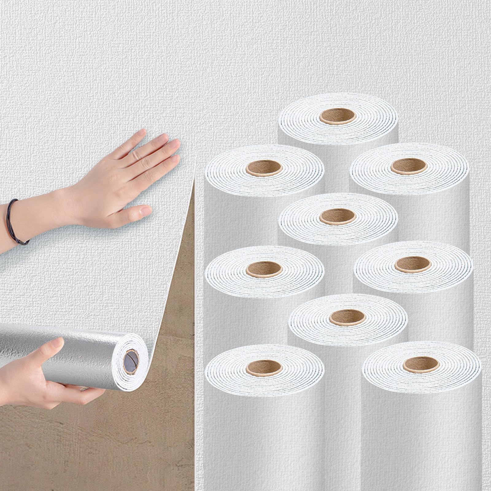 Anttyscar 9Roll White Thicken Self Adhesive Wallpaper 3D Thermal Insulating Peel and Stick Wallpaper Thermal Insulating Wall Panels Stick On Wall Covering Kitchen Removable Furniture Sticker