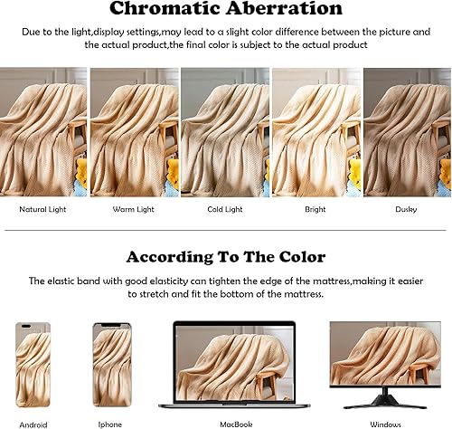 Miniatura 6 de NEWCOSPLAY - Manta supersuave, decorativa, de vellón de franela sedosa, con estampado de hojas, ligera, para todas las estaciones (color marrón (50