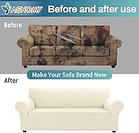 Vista 208 de Asnomy Couch Covers for 3 Cushion Couch Stretch Sofa Covers Slipcovers, Pet Protector Furniture Covers for Dogs Cats Spandex Jacquard Fabric Small