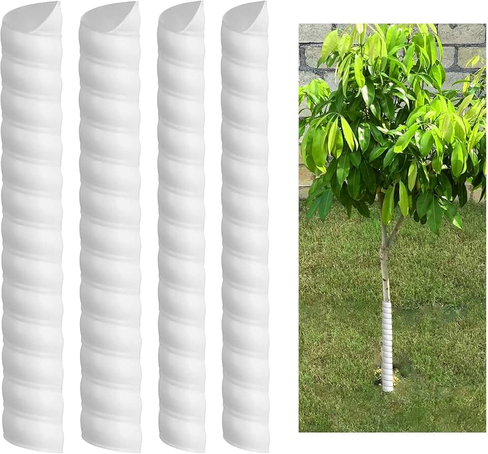 Watayo 4 peças de protetor de tronco de árvore - 2 tamanhos de envoltórios de árvore para proteger a casca - protetor de árvore espiral de plástico - envoltórios de tubo protetor de casca de árvore
