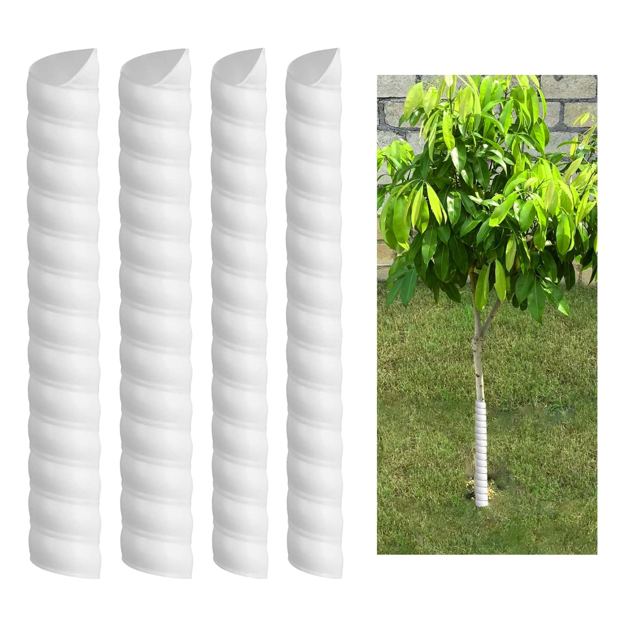 Watayo 4 Pcs Tree Trunk Protector- 2 Size Tree Wraps to Protect Bark- Plastic Spiral Tree Guard- Tree Bark Protector Tube Wraps to Protect Saplings Plants from Deer Rabbit Cats Rodents Mowers