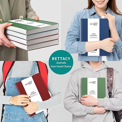 Miniatura 6 de RETTACY Cuaderno de espiral de 300 páginas, cuaderno de rayas universitarias B5 con 7.48 x 10.15 pulgadas, papel rayado universitario de alta