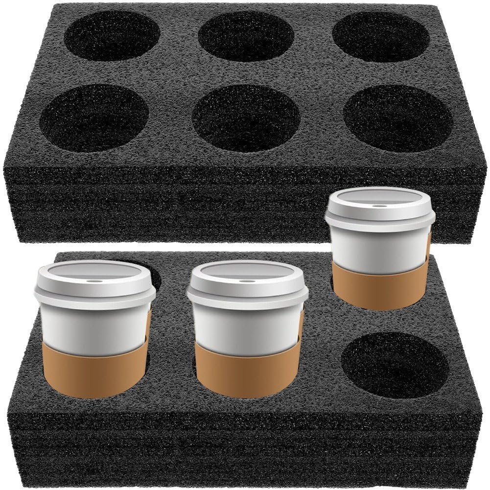 Sslvya Takeout Cup Holders Foam, 2 Pcs Foam Takeout Coffee Carrier Trays to Go Drink Holder for Delivery Hot and Cold Beverages, Milk Tea