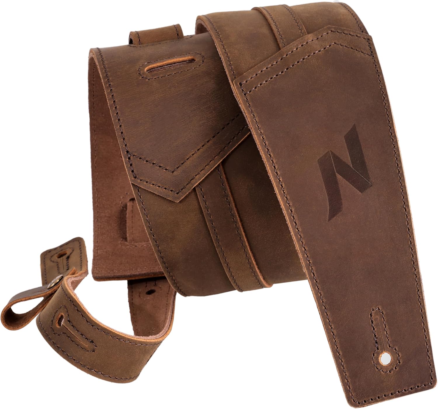 Nefelibata 3" Guitar Strap with full-grain leather