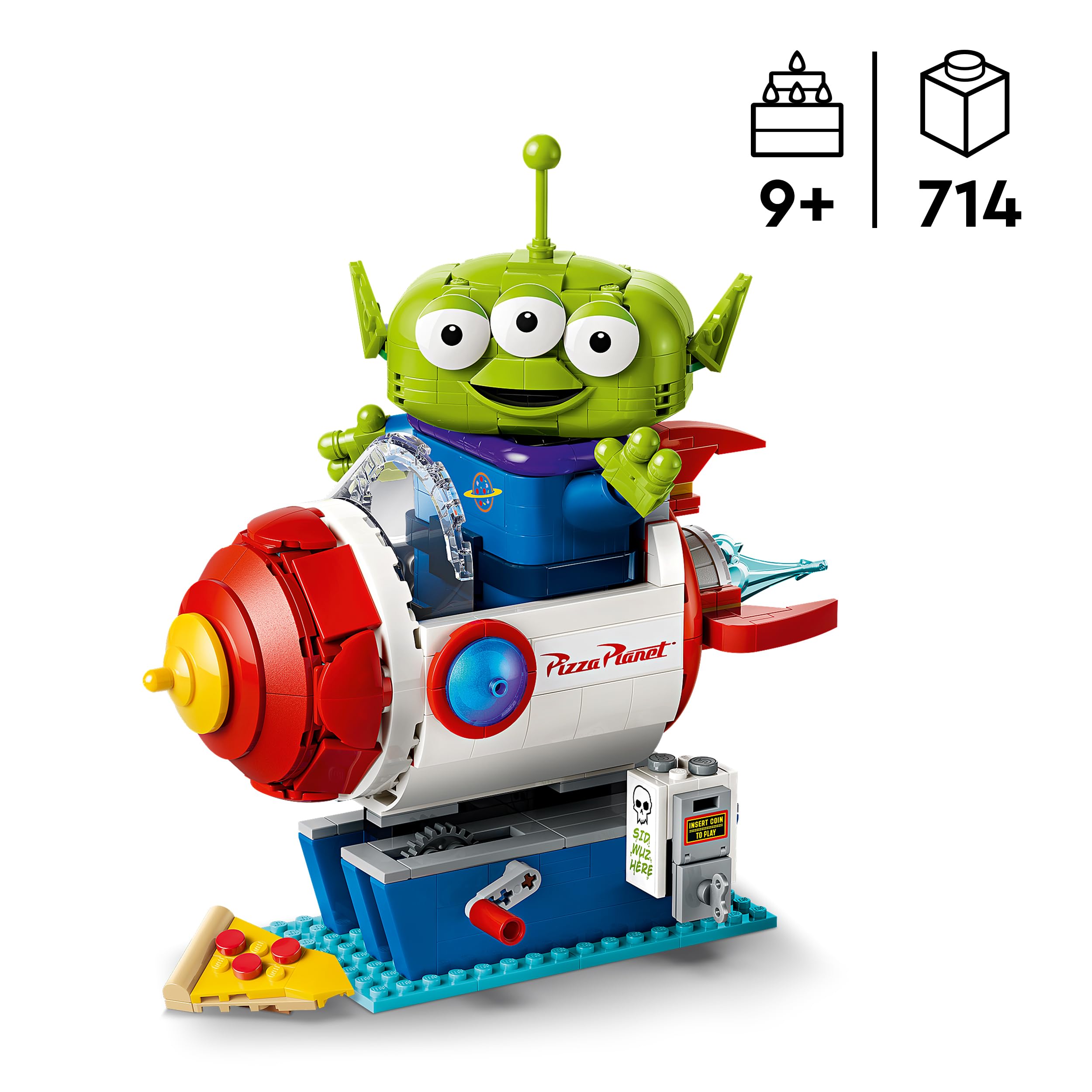 LEGO | Disney y Pixar Toy Story Marcianito con Cohete de Pizza Planet - Cohete Espacial de Juguete con Figura de Alien - Decoración del Dormitorio - Regalo para Niños y Niñas de 9+ Años - 43307