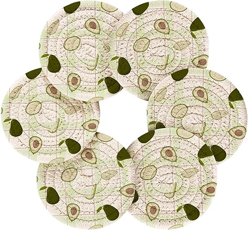 Miniatura 2 de Coasters Absorbant with Holder Set of 6 Coasters for Drinks Table Coasters Porta Vasos para Mesas Summer Green Checkered