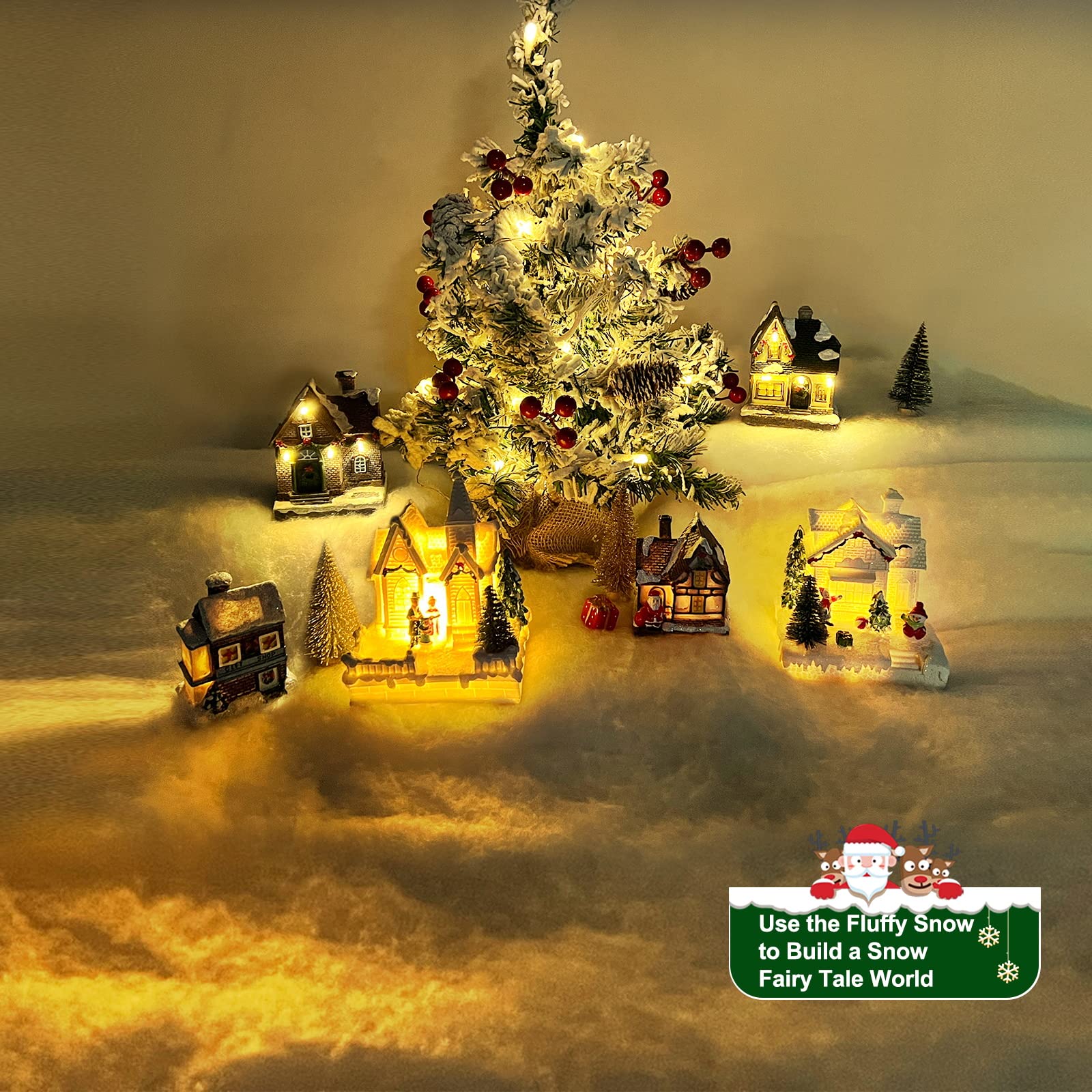TURNMEON Lot de 4 rouleaux de couverture de neige artificielle douce et moelleuse de 3 x 38 cm pour décoration d'hiver enneigée, arbre de Noël, maison, intérieur et vacances