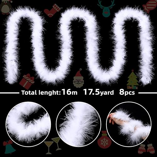 Miniatura 2 de Boas de plumas guirnalda de plumas de Navidad boa de plumas de marabú boas de plumas naturales de Navidad para manualidades boda fiesta Halloween