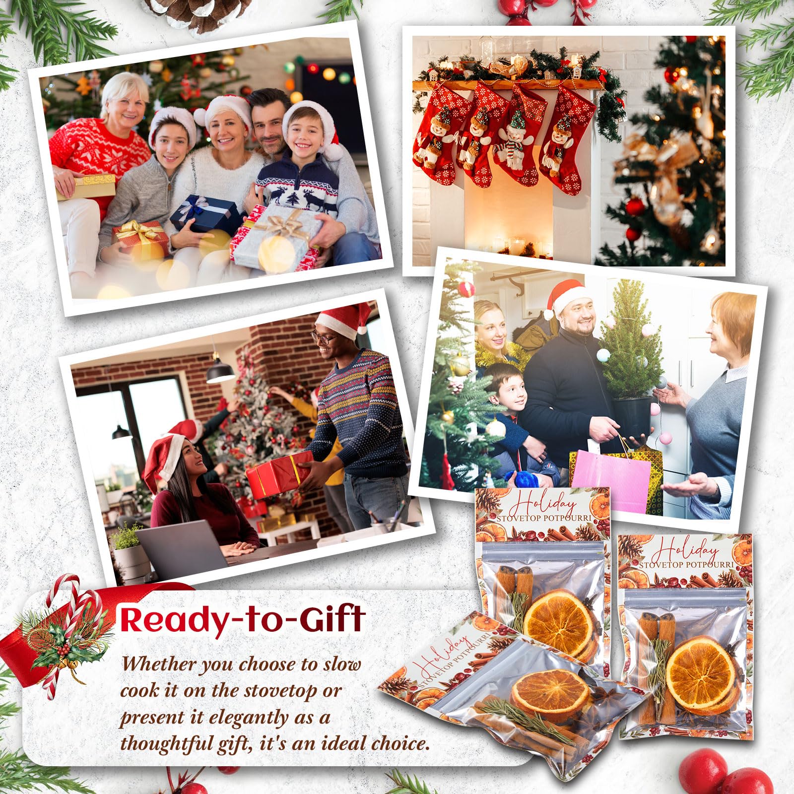 24-teiliges Weihnachts-Potpourri-Simmer-Topf-Set, Weihnachtsduft, Strumpf, Geschenke, Urlaub, Herd, Potpourri für Zuhause, Duft, Einweihungsgeschenk, Gastgeberin