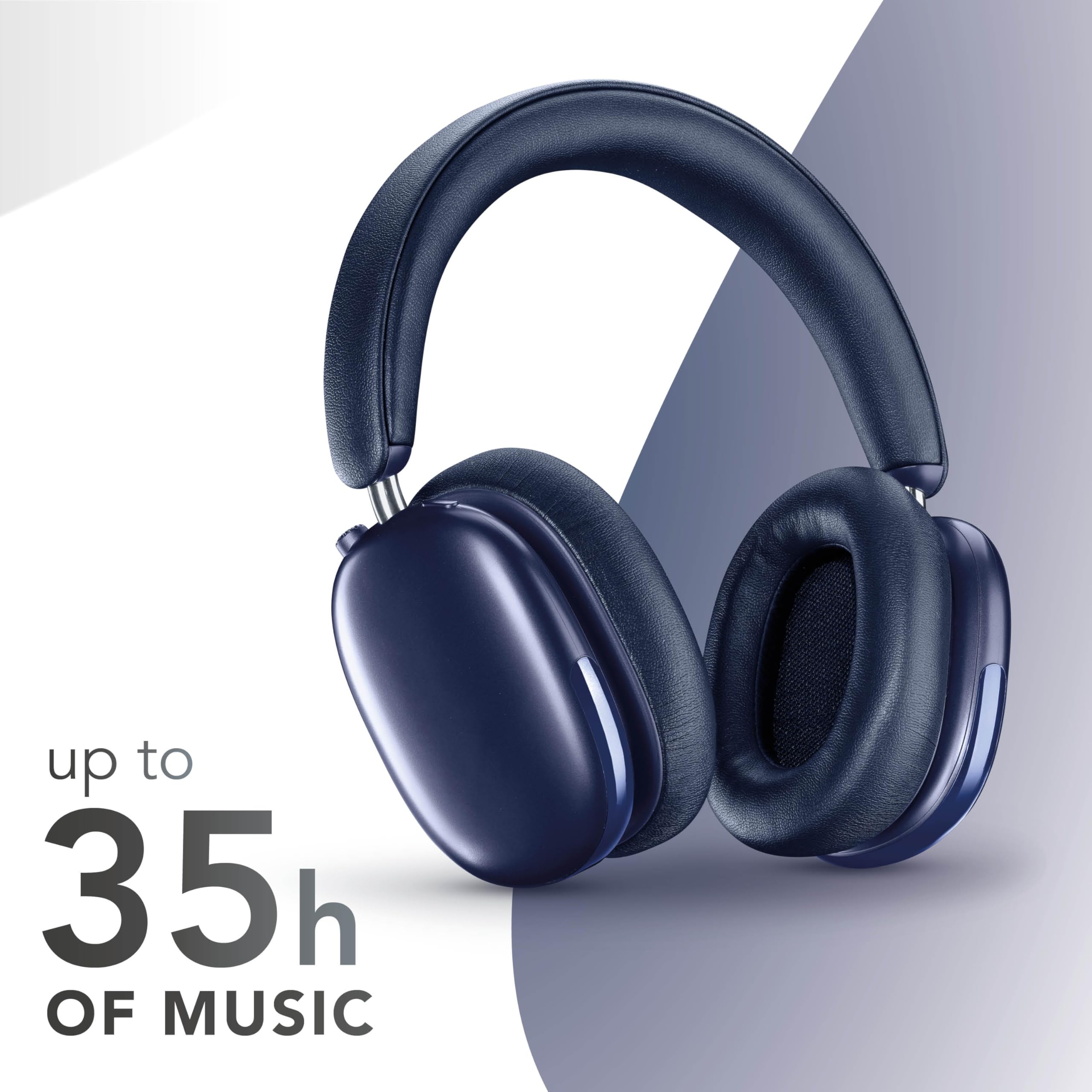 Music Sound Casque Bluetooth Circum-auriculaire Aurix avec la réduction Active du Bruit, l'audio Spatial, Un Microphone intégré et 35 h d'autonomie, Bleu