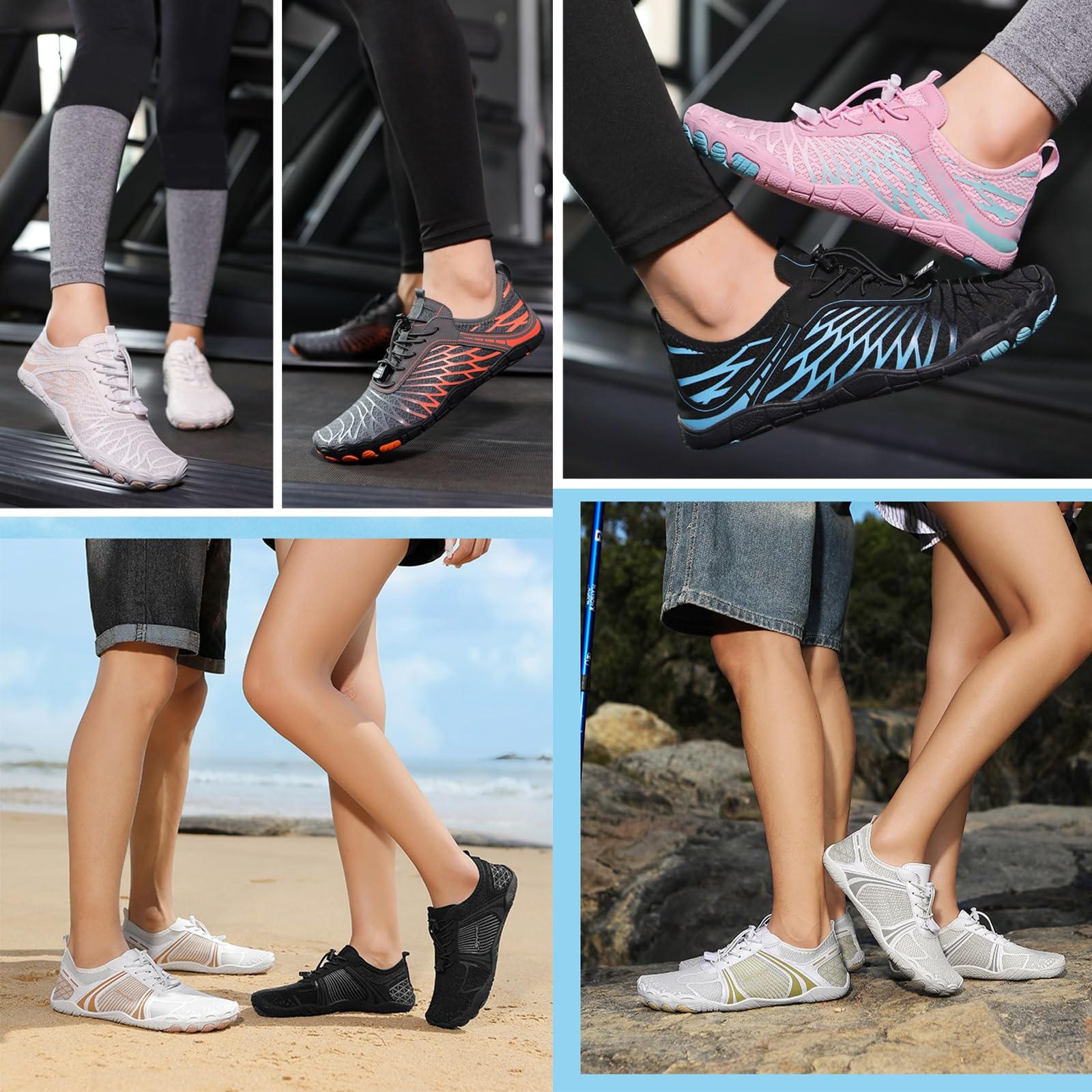 Scarpe di messa a terra con rame, scarpe a piedi nudi con messa a terra for donne e uomini, antiscivolo, leggere, comode, morbide, con punta larga, for camminare sulla spiaggia(B-Black,43 EU)