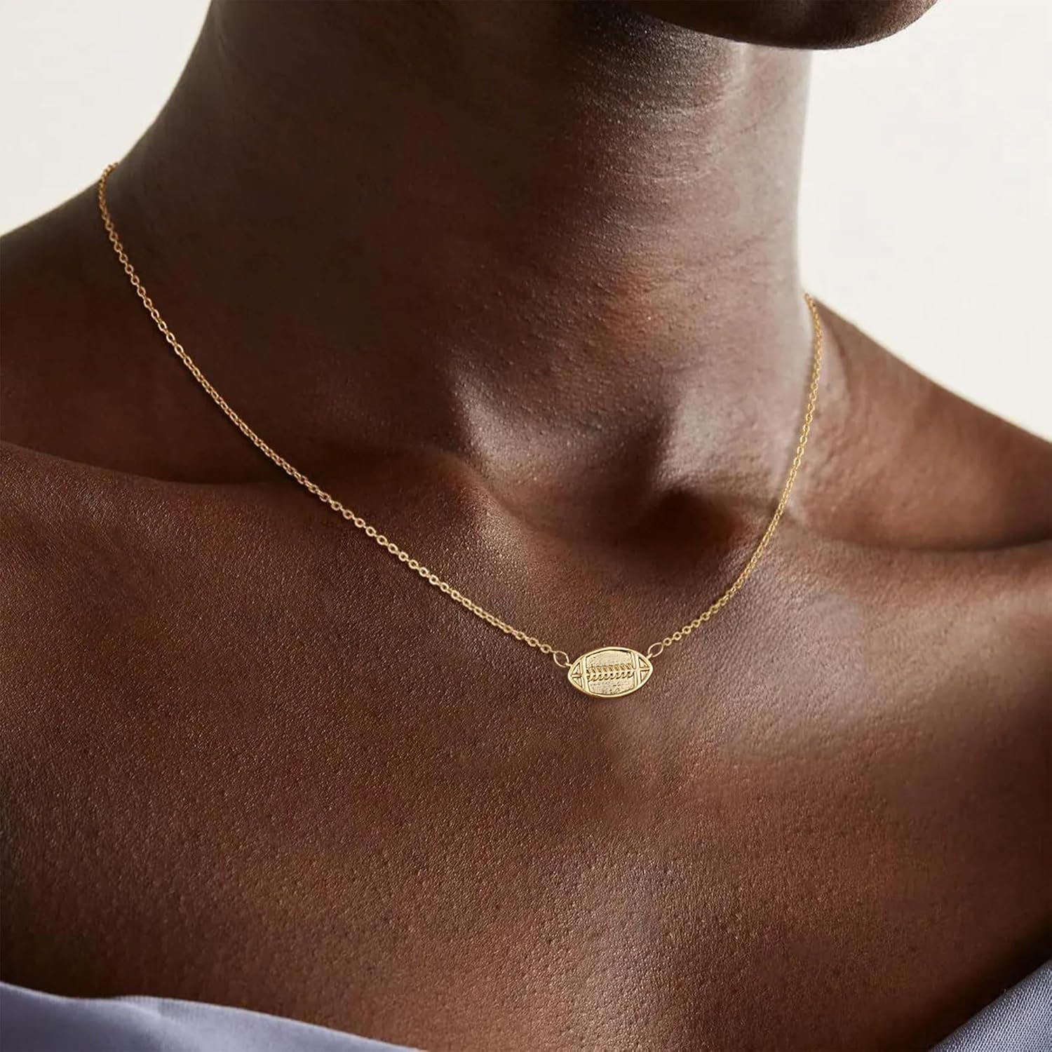 Dainty Gold Softball/Soccer/Volleyball/Basketball/Football Necklace for WomenTrendy, 14K Gold Plated Charm Necklaces with Heart Cute Sports Accessories Jewelry Valentine's Day Gift for Teenage Lovers Friend 16+3 Inches - Image 5