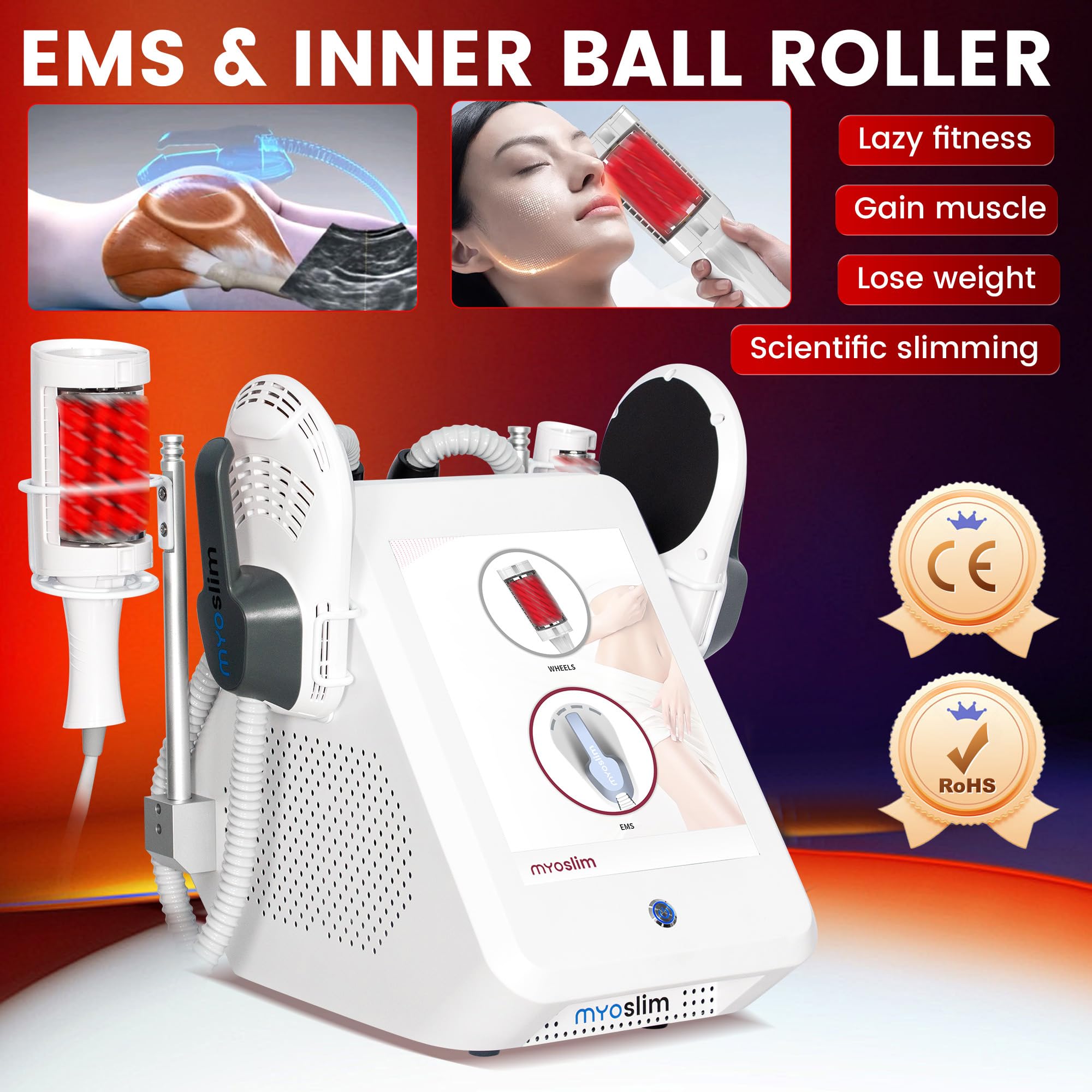 Máquina de masaje de celulitis con rodillo de bolas interior al vacío de 360 ​​grados para pérdida de peso adelgazamiento muscular y eliminación de grasa corporal.
