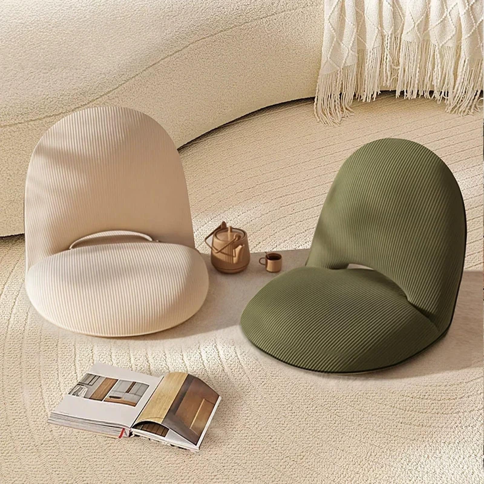 Kleines Sofa Einzelnes Tatami-Sofa mit Rückenlehne und Bodenkissen for Erkerfenster Balkon Einzelsofa(Weiß,Klein)