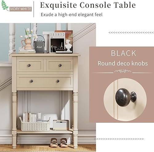 Miniatura 26 de Merax Mesa consola clásica de madera para entrada, pasillo, aparador con cajones de almacenamiento y estante inferior (azul marino) azul marino