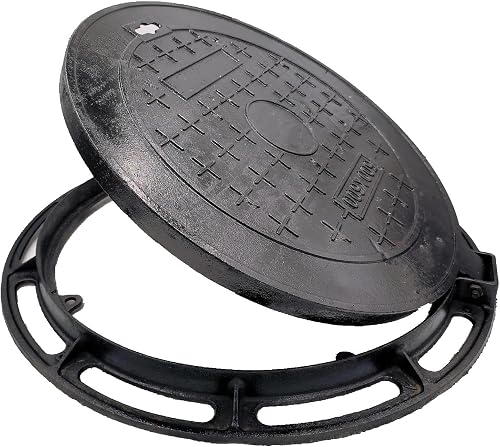 DUUMUUT Tapa Registro Hierro Fundido Marco Redonda Negra Ø 480 mm