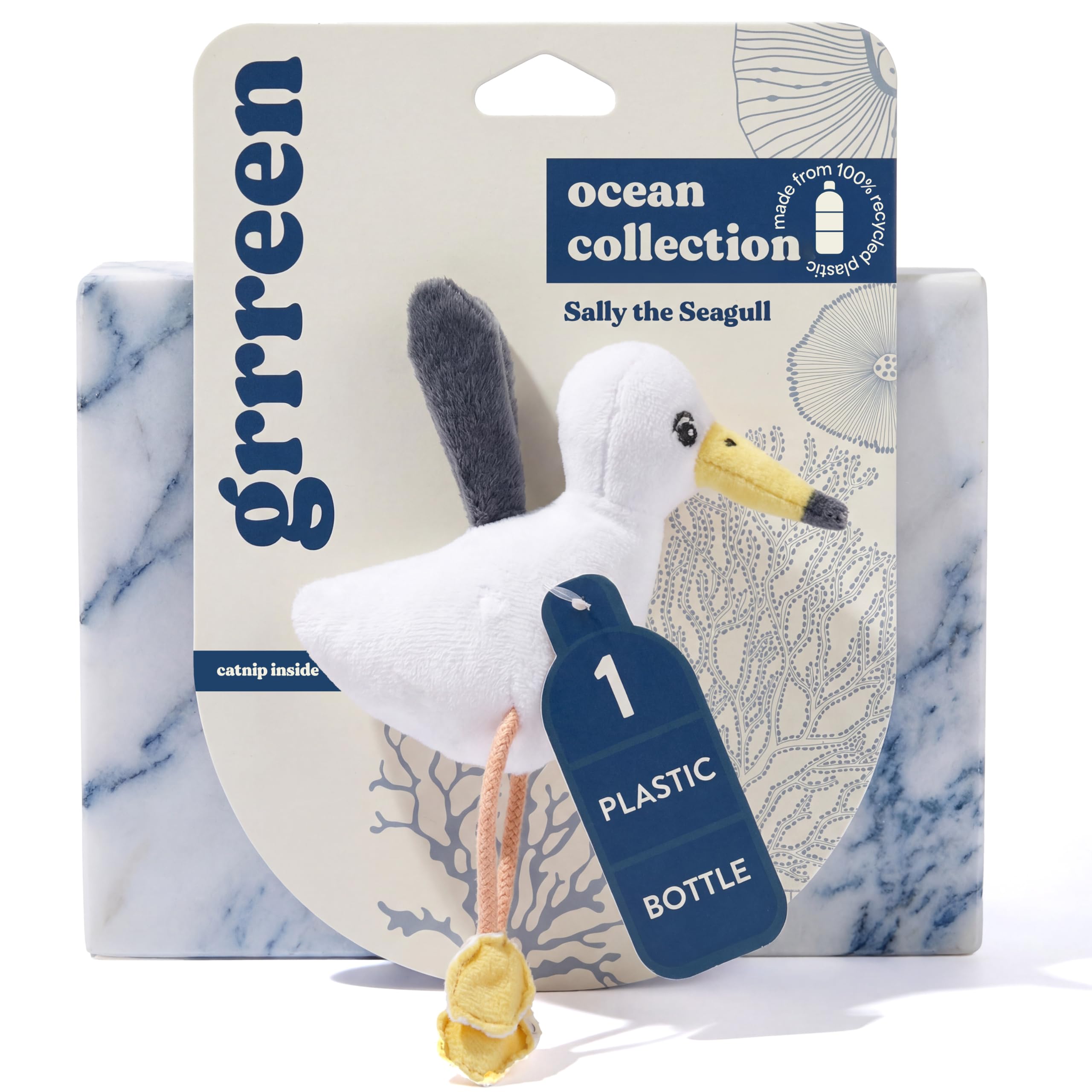 Jouet en peluche pour chat | Collection océan | Jouet en forme de mouette à pattes pendantes pour chats d'intérieur | Jouets interactifs en peluche pour tapoter et jouer | Fabriqué avec des