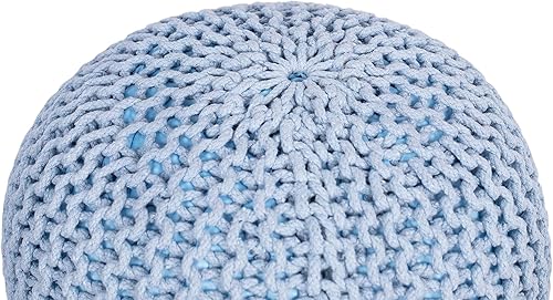 Miniatura 106 de BIRDROCK HOME Puf otomano cuadrado | Taburete de algodón trenzado con relleno de puf | Reposapiés bohemio para sala de estar, dormitorio, asiento