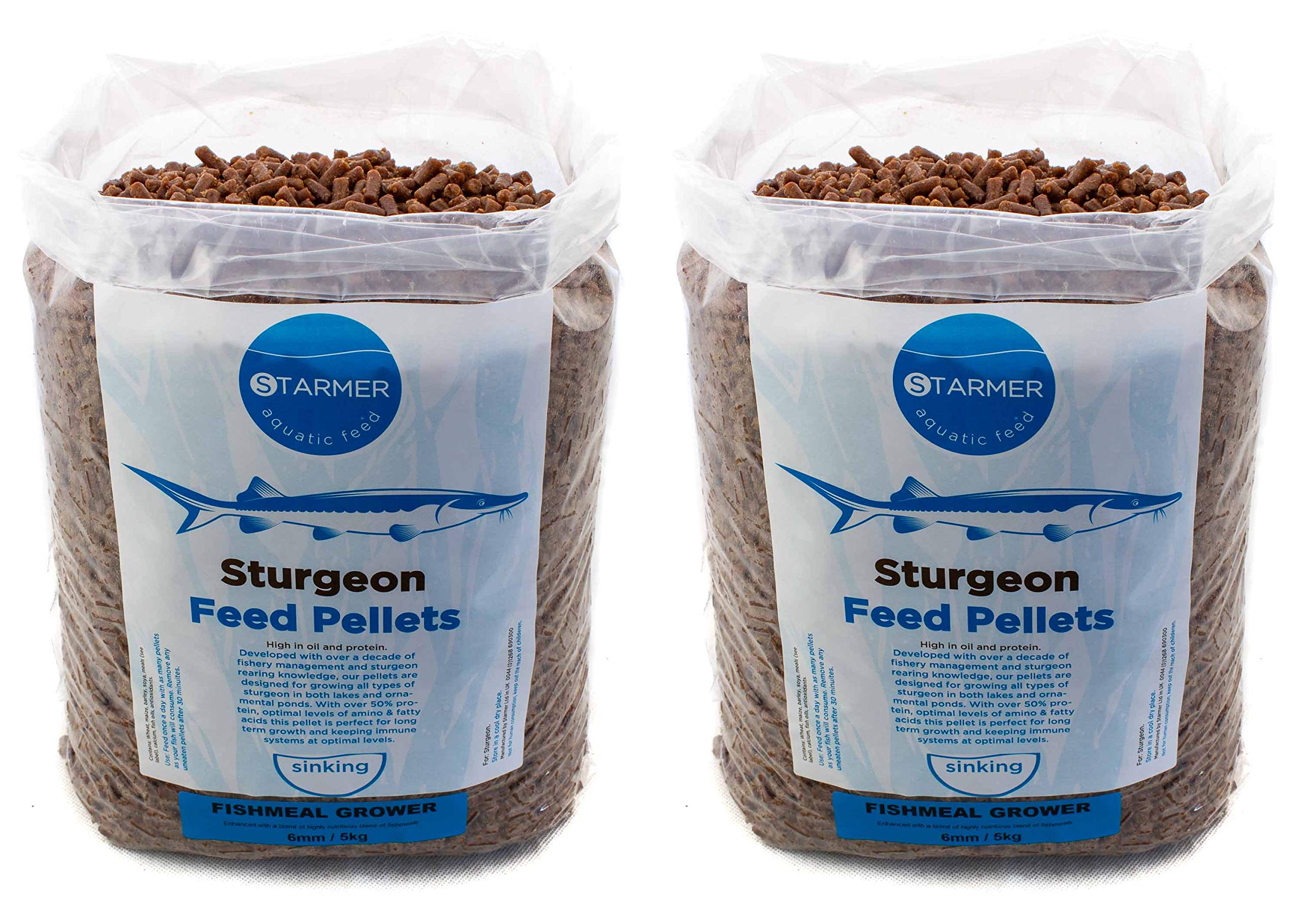 Sturgeon 6mm FISHMEAL GROWER high oil fish feed pond pellets 10kg