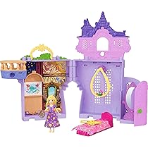 Mattel Disney Princess – La Torre di Rapunzel, set componibile ispirato al film con una mini bambola Rapunzel, 1 personaggio Pascal e 7 accessori inclusi, giocattolo per bambini, 3+ anni, JDP61