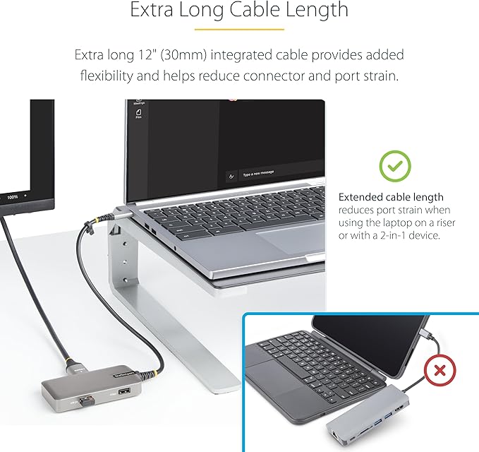 StarTech.com Adaptador USB-C Multipuerto, 4K 60Hz HDMI, Hub 3 Puertos USB, 100W PD miniatura 4