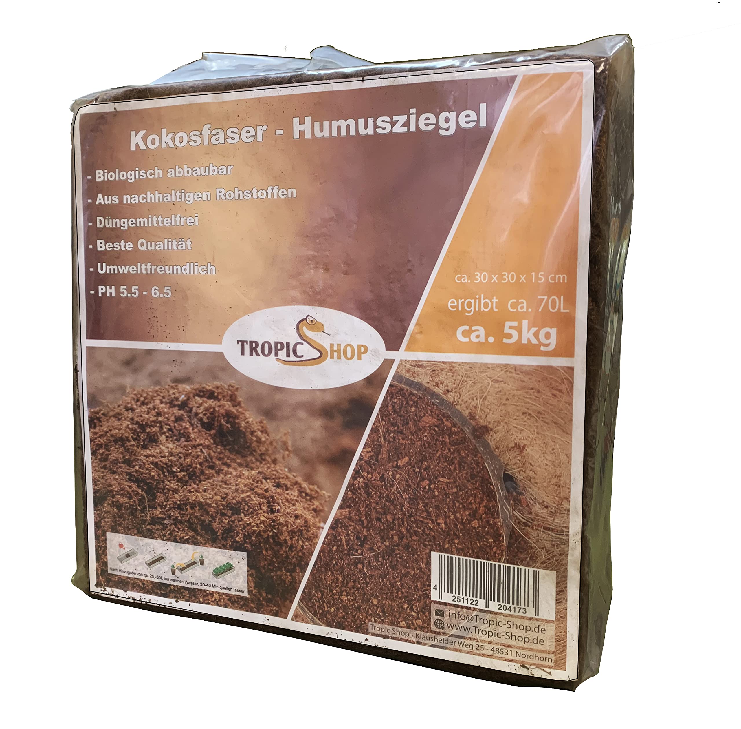 TropicShop Substrat en fibre de coco - Terreau de coco modulable pour plantes d'intérieur et terrarium