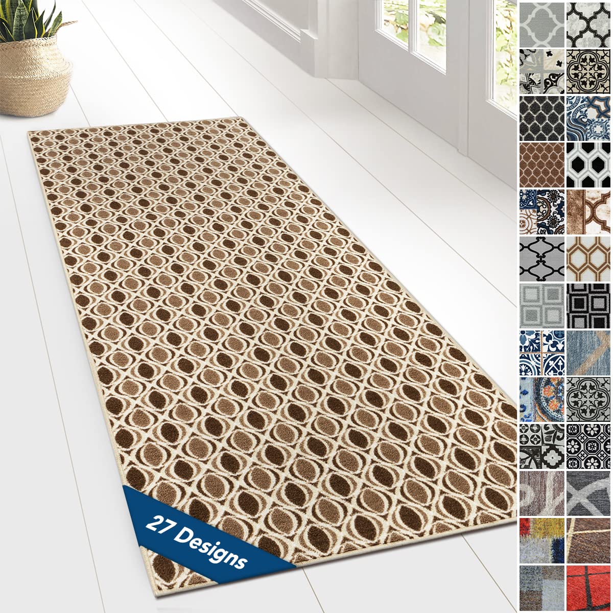 Design Carpet Runner Rug Floor Mat, Non Slip Runner Mat for Kitchen Hallway Living Room Bedroom Vintage Ornament Classic Modern Design (80 x 200 cm, Cork) — image 1
