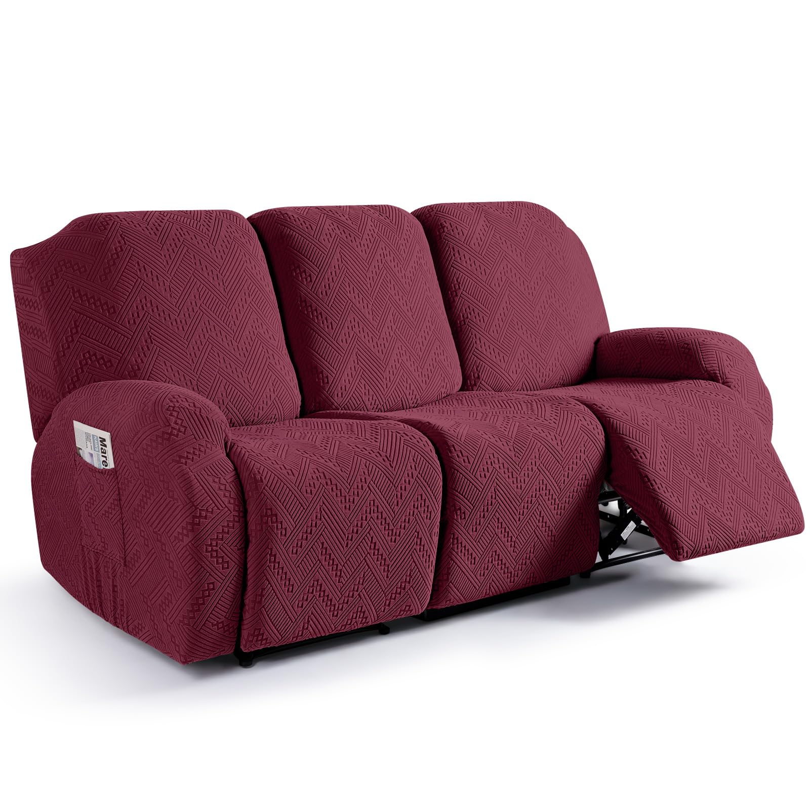 Ruaozz Recliner Couch Covers, Soft Stretch Sofa Slipcover, Wine