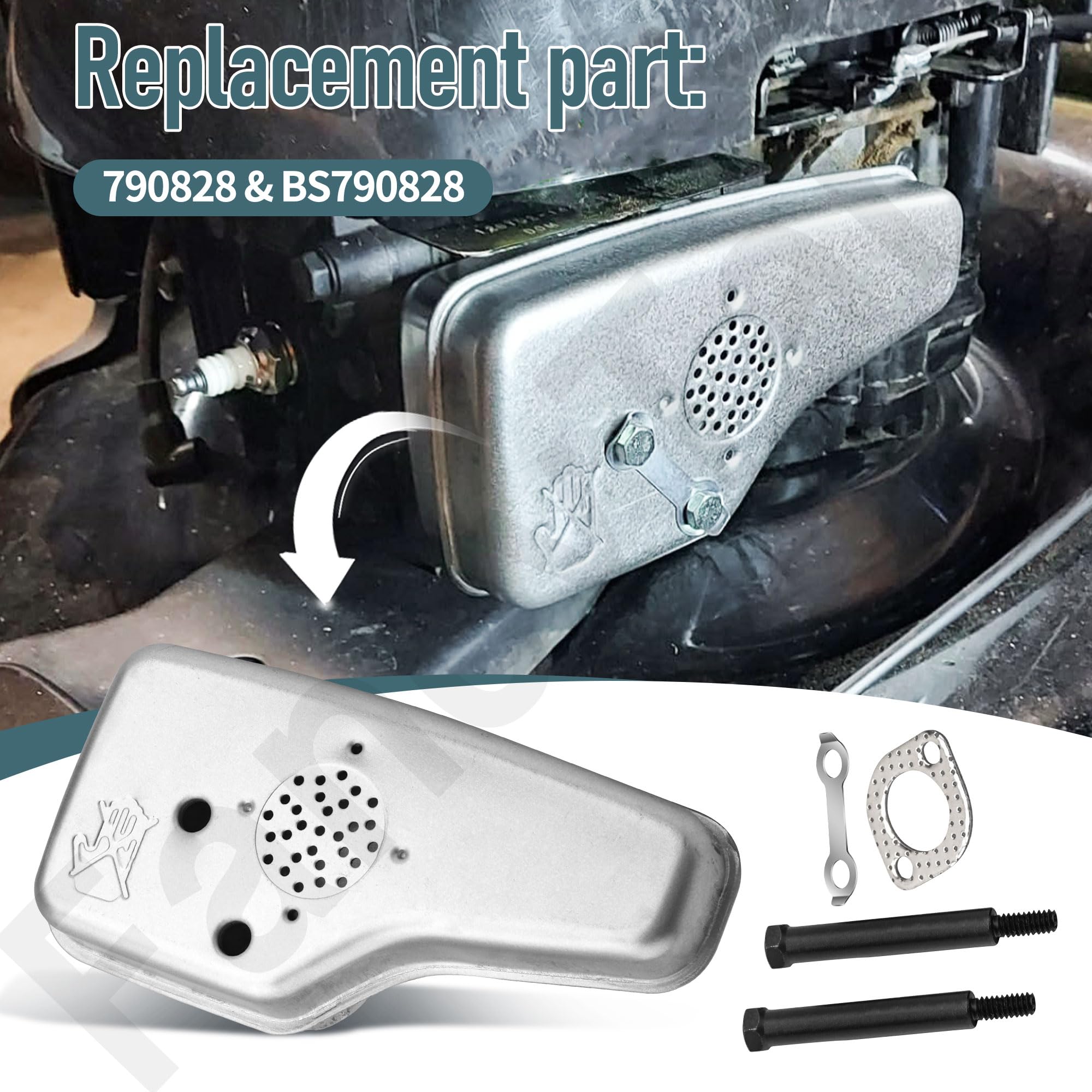790828 Silenciador para cortacésped para motores BS | Compatible con Craftsman 9174787a, reciclador Toro de 22 pulgadas