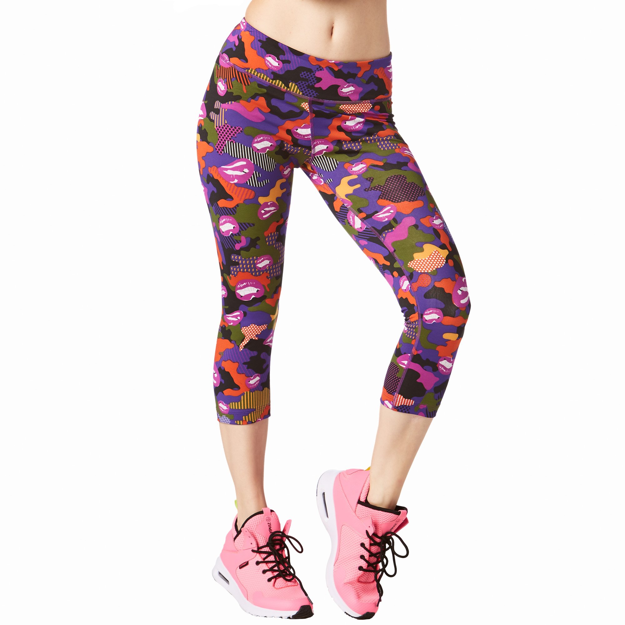 Zumba Dance Fitness Compression Pants Athletic Workout Print Capri Leggings for Women