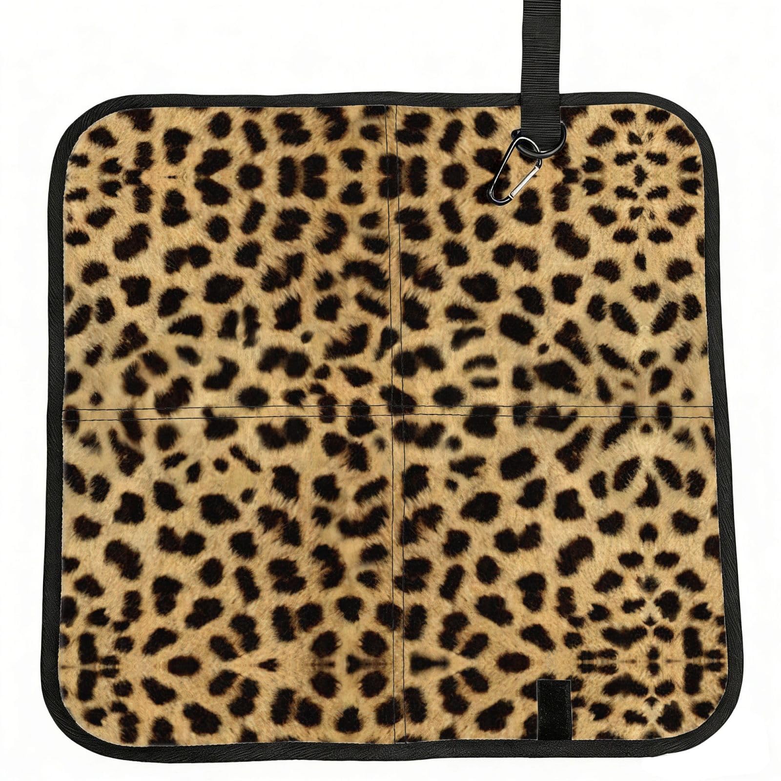 DEXNEL Leopard Animal Print Print Foldable Seat Cushion Portable Stadium Pad Waterproof Outdoor Camping Mat 15.8 X 15.8 Inches