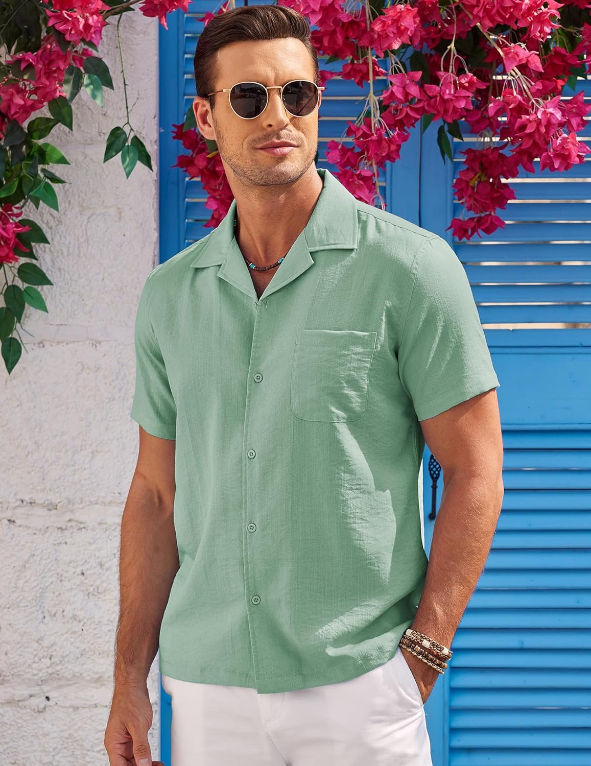 COOFANDY Men's Casual Button Down Shirts Short Sleeve Summer Cuban Vacation Beach Shirts - Image 3