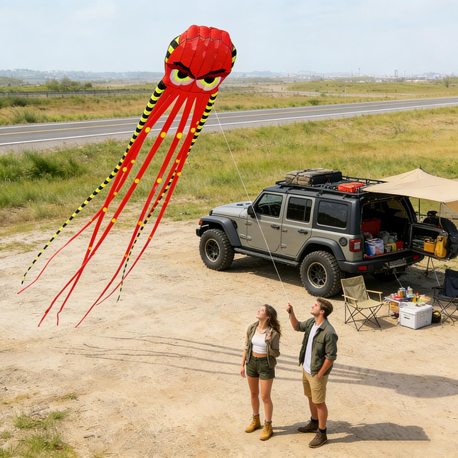 Cometas para playa | Juguetes grandes para moscas al aire libre de 26 pies | Cometas gigantes para adultos al aire libre, cumpleaños, vacaciones, verano, fiesta familiar en el patio trasero