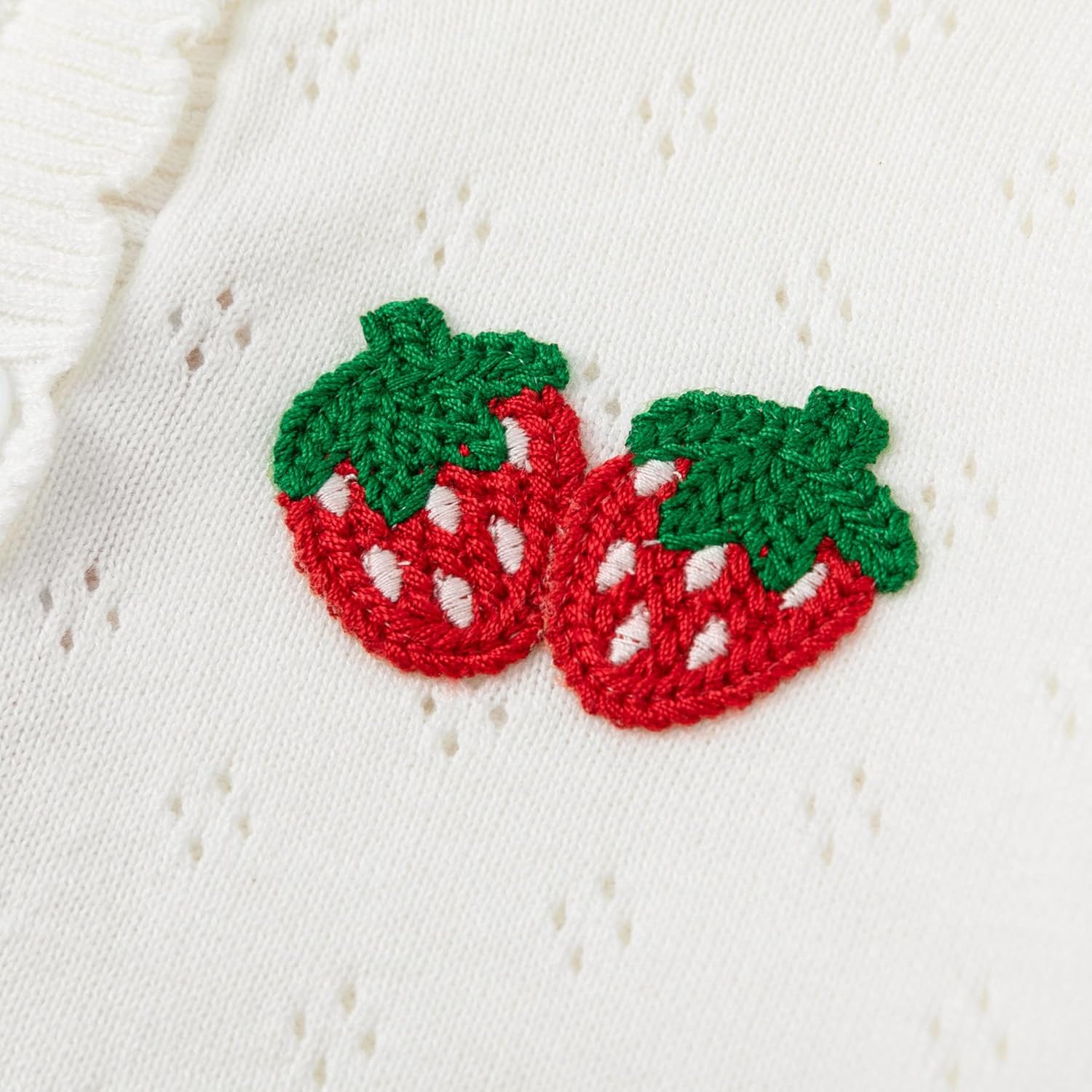 Simplee kids Baby Girl Knit Cardigan Sweater Cream Cotton Autumn Coat - Image 4