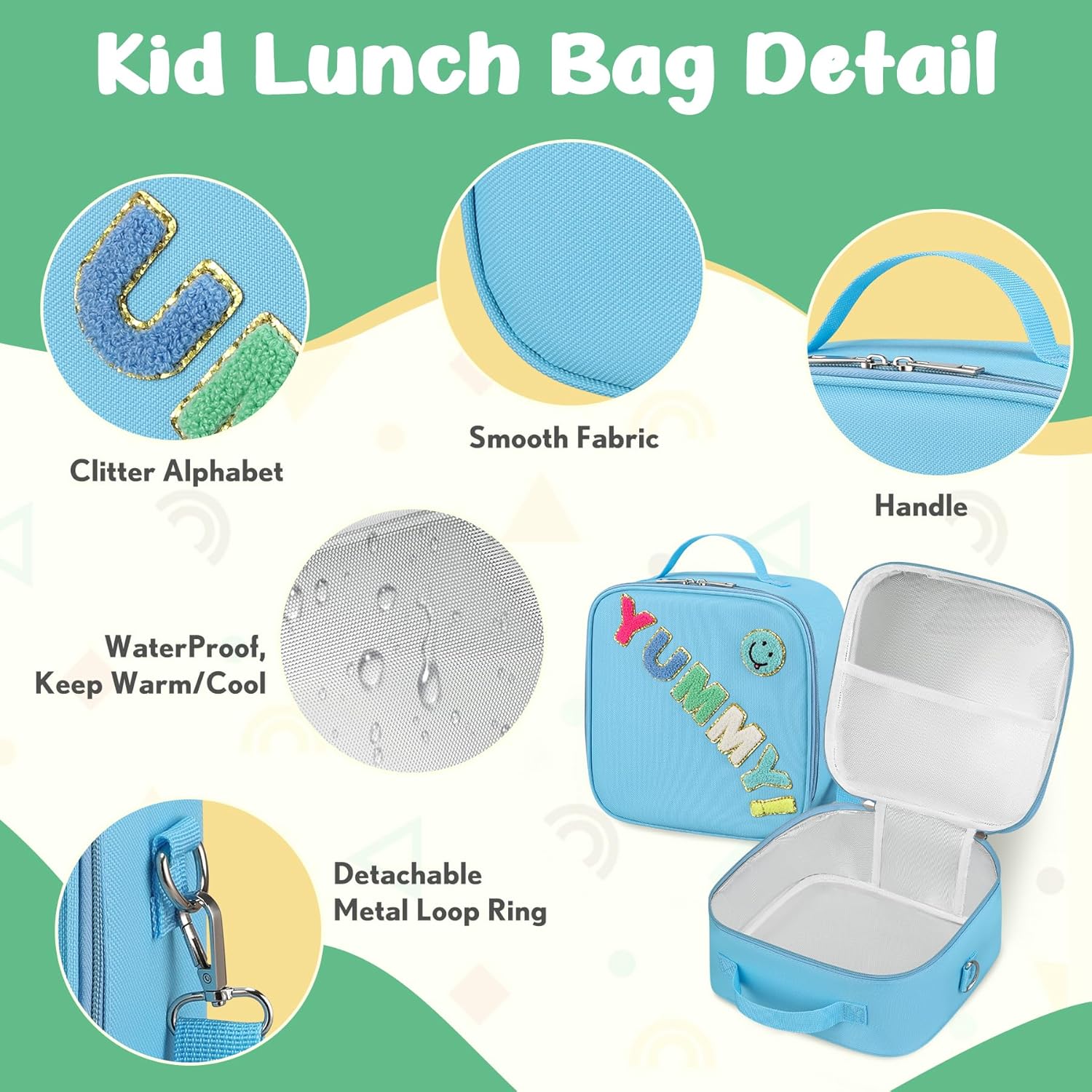 Kids Bento Lunch Box with 12oz Soup Thermo, Kids Leakproof Lunch Food Container with 4 Compartments, Insulated Lunch Bag & Water Cup for Girls Boys to School Travel - Image 4