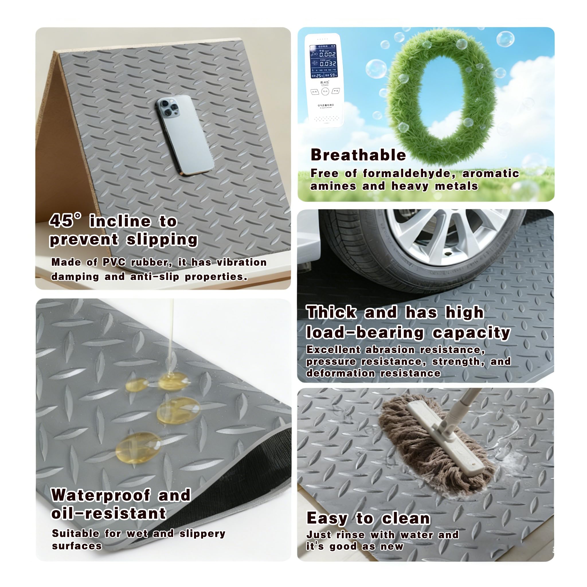 Eisenhaltig Gummimatte Garagenboden rutschfest Gummimatten Antirutschmatte Schutzmatte Gummi Matte für Keller, Werkstatt,Garage,Fitnessstudios,Anlage,Lager,Größe:100x50cm+5.0mm