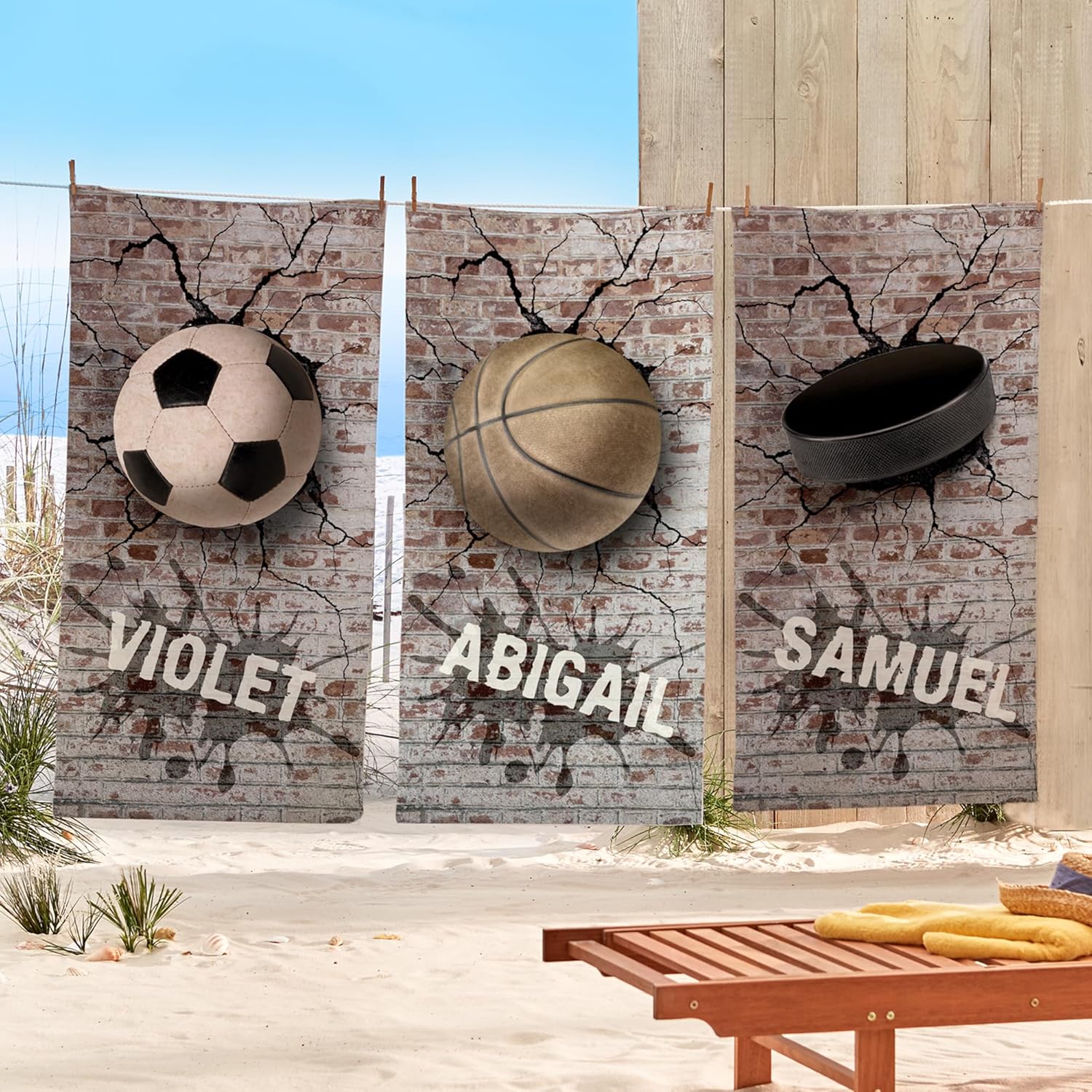 Let's Make Memories Personalized Beach Towel - Sports Fan Player Team - Unique Custom Pool Towel - Beach Vacation Travel - Oversized - Hockey