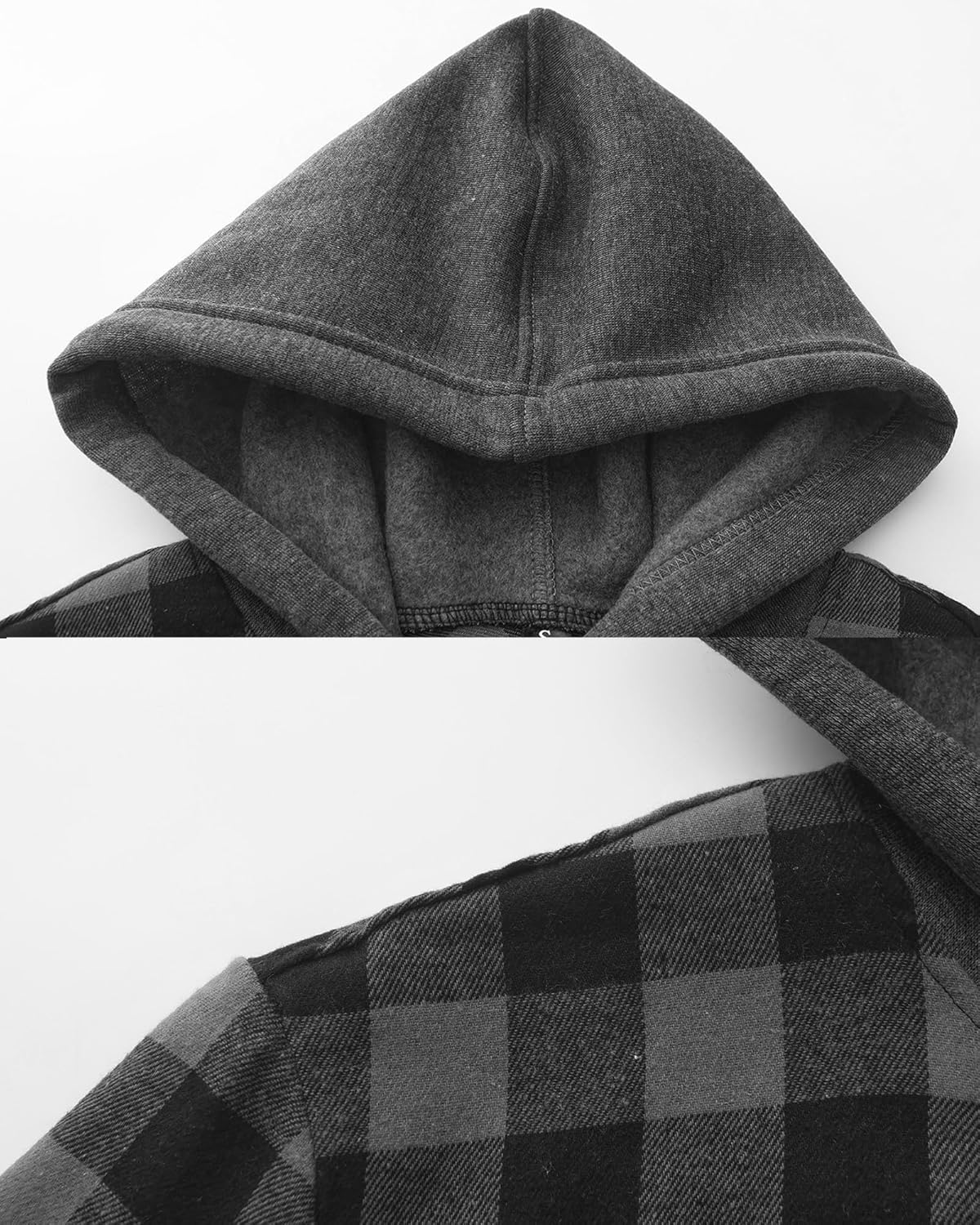 Flannel Hoodie for Men Shirts Button Down Plaid Lightweight Jackets for Men Long Sleeve Stylish Casual with Pocket