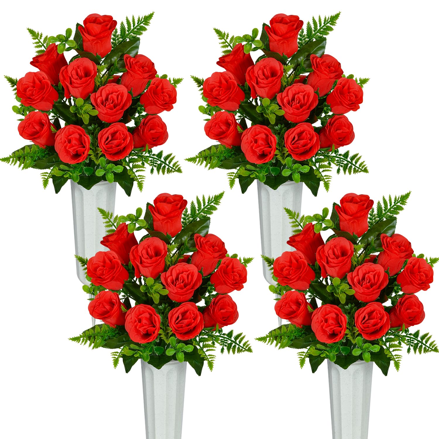 SIFOEL Artificial Cemetery Flowers with Vase